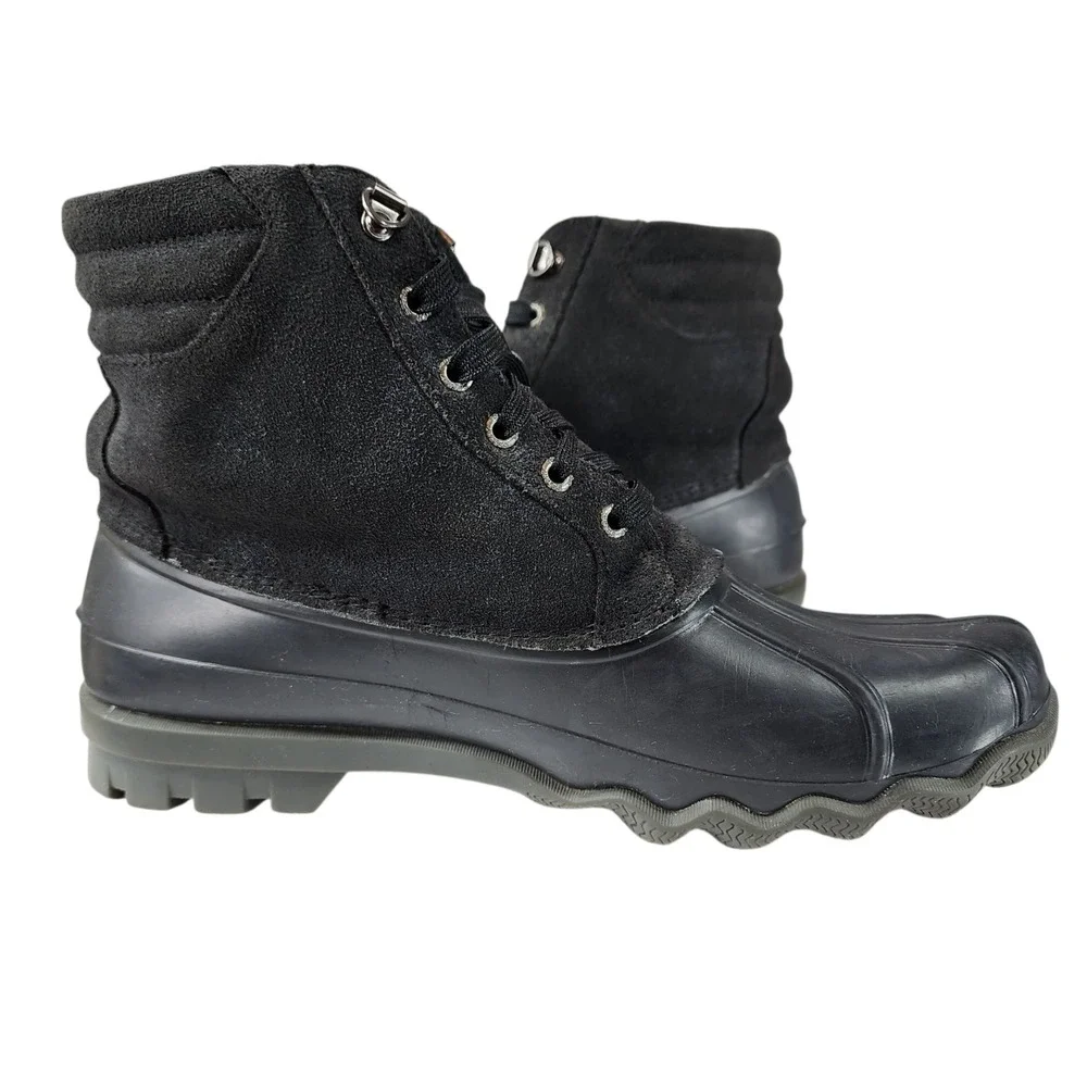 Sperry Top-Sider Duck Boots sz 10M Mens Black Rain‎ Waterproof STS10101 Suede 7